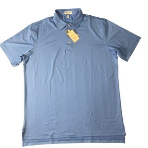 Peter Millar Mens Large Performance Jersey Blue Polo Tshirt